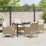 vidaXL Set de salle à manger de jardin 5 pièces avec coussins beige poly rattan