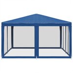 vidaXL Tente de fête avec 8 parois latérales en maille bleu 4x4m PEHD
