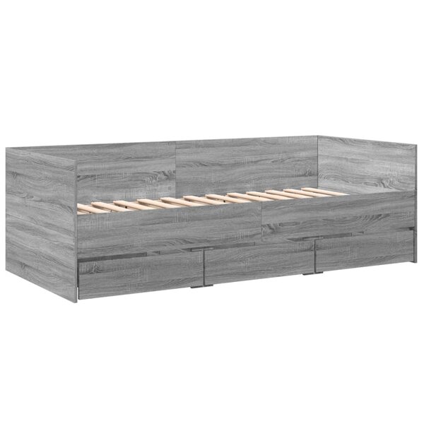 vidaXL Lit de jour et tiroirs sonoma gris 90x190 cm bois d'ingénierie