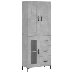vidaXL Buffet haut Gris béton 69 5x34x180 cm Bois d'ingénierie