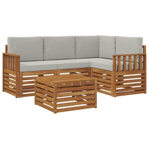 vidaXL Ensemble de canapés d'extérieur 5 pc Gris Naturel et Clair