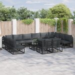 vidaXL Ensemble de canapé de jardin avec coussin 12 Pièces Noir Aluminium