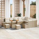 vidaXL Ensemble de canapé de jardin 12 Pièces Beige Poly rotin