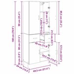 vidaXL Haut Armoire Bois Ancien 69 5 x 34 x 180 cm Bois d'ingénierie