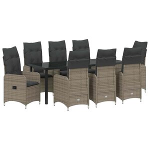 vidaXL Ensemble de salle à manger pour jardin 9 Pièces Gris polyrotin