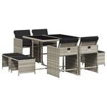 vidaXL Ensemble à manger de jardin et coussins 9 Pièces gris clair rotin
