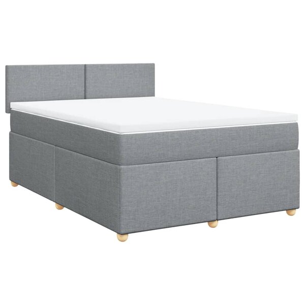vidaXL Sommier à lattes de lit avec matelas Gris clair 140x190cm Tissu