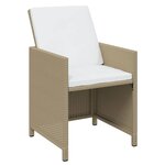 vidaXL Ensemble à dîner de jardin coussins 15 Pièces Beige Résine tressée