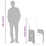 vidaXL Ensemble de bistro de jardin 9 Pièces coussins noir poly rotin