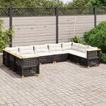 vidaXL Salon de jardin 9 Pièces avec coussins noir résine tressée