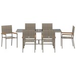 Ensemble salle à manger jardin vidaXL 7 pièces gris poly rattan