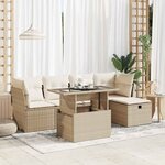 vidaXL Salon de jardin avec coussins 6 Pièces beige résine tressée