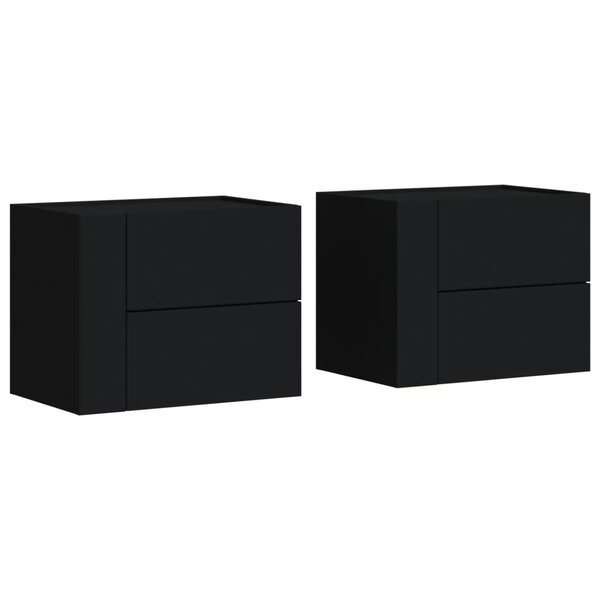 vidaXL Tables de chevet murales 2 Pièces noir 45x30x35 cm