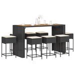 vidaXL Ensemble de bar de jardin 9 Pièces avec coussins noir poly rotin