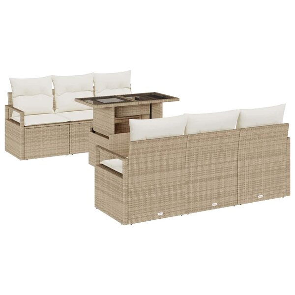 vidaXL Ensemble de canapé de jardin avec coussin 7 Pièces beige et crème