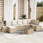 vidaXL Ensemble de canapé de jardin 8 pièces avec coussins en rotin poly marron