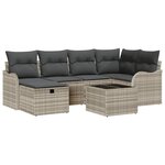 vidaXL Ensemble de canapé de jardin 7 Pièces Gris clair Poly rotin