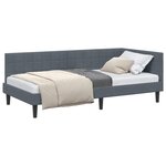 vidaXL Cadre de lit d'angle Gris foncé 90 cm x 200 cm Velours