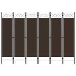vidaXL Cloison de séparation 6 panneaux Marron 240x180 cm