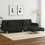 vidaXL Canapé-lit à 2 places avec repose-pied noir tissu
