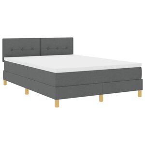 vidaXL Lit à ressort LED avec coussin Gris foncé 140 x 190 cm tissu