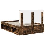 vidaXL Cadre de lit Chêne fumé 120 x 190 cm Bois de pin massif