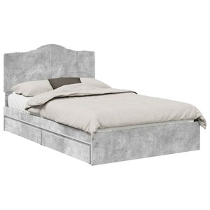 vidaXL Lit de Rangement Gris béton 135 x 190 cm Bois d'ingénierie