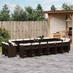 vidaXL Ensemble à manger de jardin et coussins 17 Pièces marron rotin
