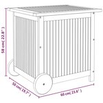 vidaXL Boîte de rangement de jardin avec roues 60x50x58 cm Bois acacia