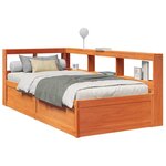 vidaXL Lit bibliothèque sans matelas cire marron 90x200 cm pin massif