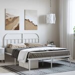 vidaXL Cadre de lit métal sans matelas et tête de lit blanc 150x200 cm