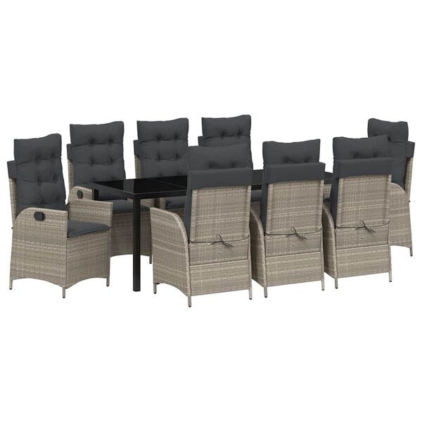 vidaXL Ensemble de salle à manger pour jardin 9 Pièces Gris clair