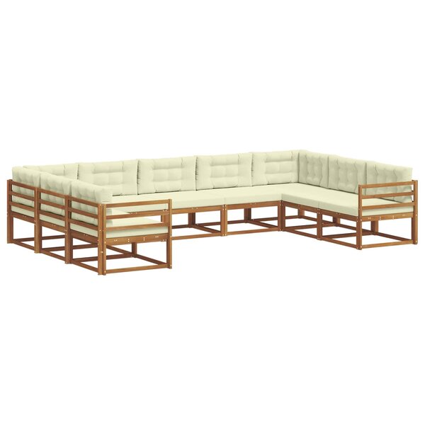 vidaXL Ensemble de canapés d'extérieur 9 pc Naturel et Crème