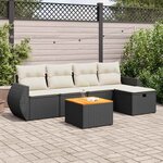 vidaXL Salon de jardin 6 Pièces avec coussins noir résine tressée