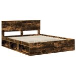 vidaXL Cadre de lit Chêne fumé 160 x 200 cm Pin massif