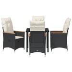 vidaXL Ensemble de dîner de jardin 5 pièces avec coussins noirs en rattan poly