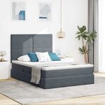 vidaXL Lit avec rangement et matelas Gris foncé 140 x 200 cm Velours