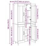 vidaXL Haut Armoire Bois Ancien 69 5 x 34 x 180 cm Bois d'ingénierie
