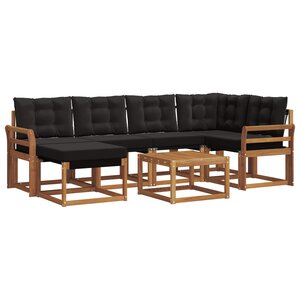 vidaXL Ensemble de canapés d'extérieur 7 pc Naturel et Noir