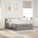 vidaXL Lit ottoman avec matelas taupe 140x190 cm tissu