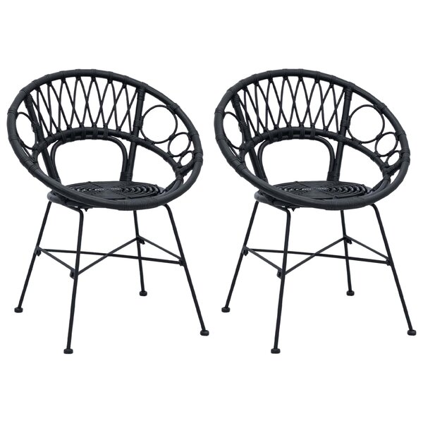 vidaXL Chaise de salle à manger 2 Pièces Noir 49 x 51 x 81 cm