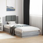 vidaXL Cadre de lit tête de lit et lumières LED sonoma gris 90x200 cm