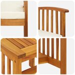 vidaXL Ensemble de jardin 3 pièces avec coussins en bois d'acacia massif