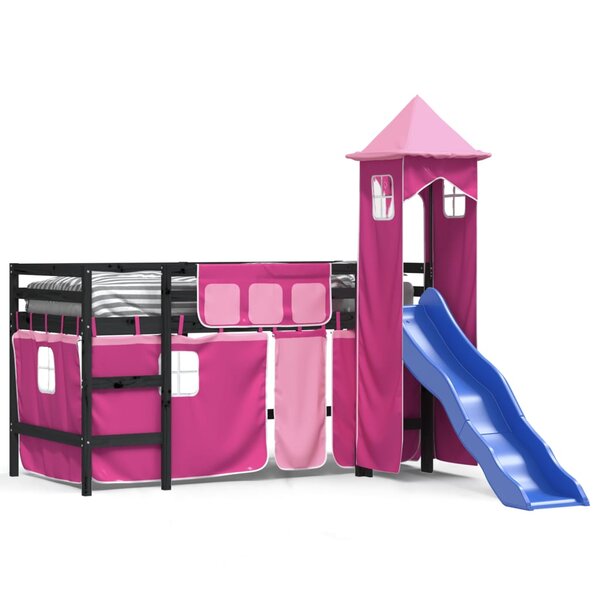 vidaXL Lit mezzanine enfants avec tour sans matelas rose 80x200 cm