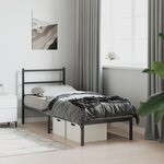 vidaXL Cadre de lit métal sans matelas avec tête de lit noir 80x200 cm