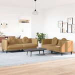 vidaXL Ensemble de canapés 2 Pièces avec coussins marron velours