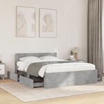vidaXL Cadre de lit avec tête de lit gris béton 135x190 cm