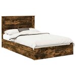 vidaXL Lit de Rangement Chêne fumé 135 x 190 cm Bois d'ingénierie