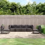 vidaXL Salon de jardin avec coussins 6 Pièces anthracite acier