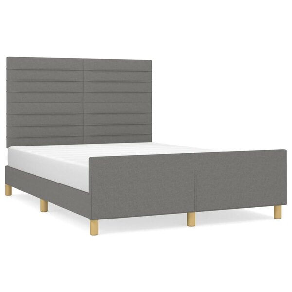 vidaXL Cadre de lit avec tête de lit Gris foncé 140x200 cm Tissu